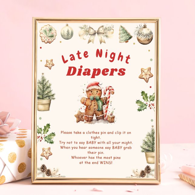 Poster Baby shower de Noël de la couche de nuit (Créateur téléchargé)