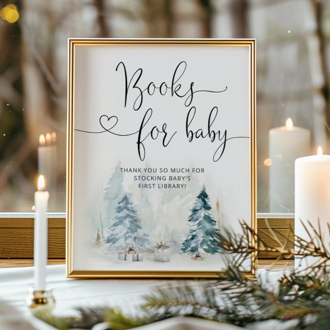 Poster Baby shower de Noël d'hiver Livres pour bébé (Créateur téléchargé)
