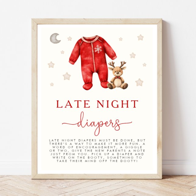Poster Baby shower de Noël Late Night Diapers Jeu (Créateur téléchargé)