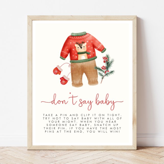 Poster Baby shower de Noël Ne pas dire Jeu de Bébé (Créateur téléchargé)