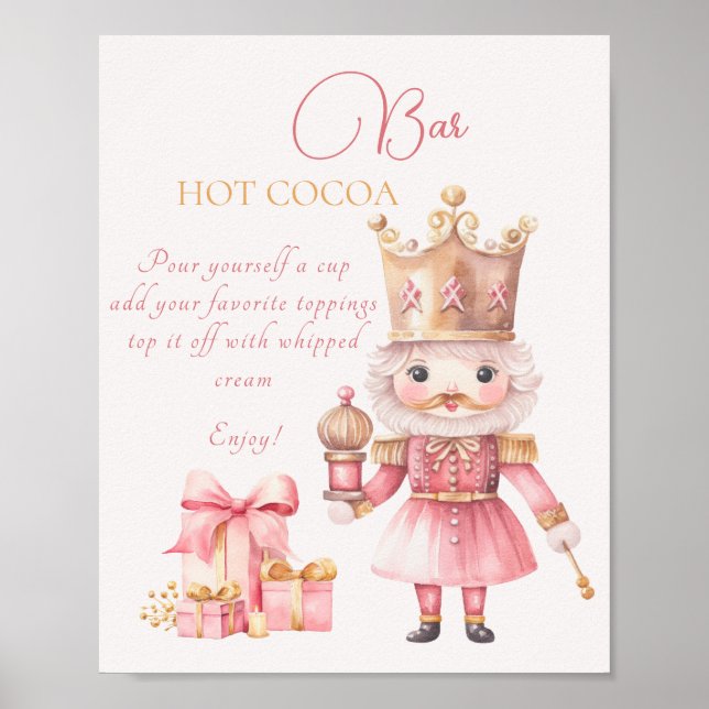Poster Baby shower de Noël Nutcracker Hot Cocoa Bar (Devant)