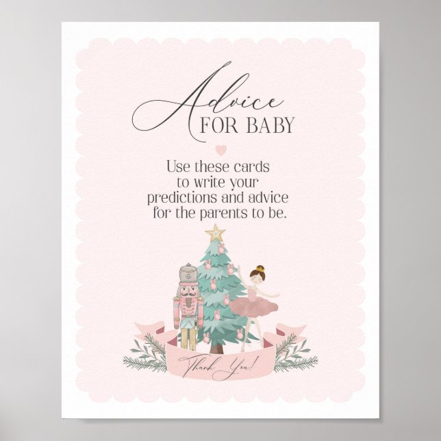 Poster baby shower de noisette rose conseils pour bébé si (Devant)