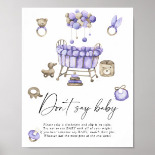 Poster Baby shower de pépinière Ne dites pas bébé