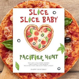 Poster Baby shower de pizza - chasse à la suce