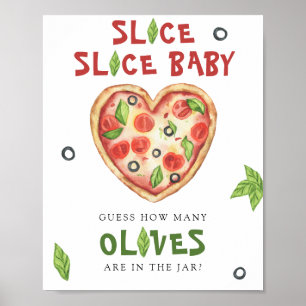 Poster Baby shower de pizza - devinez combien d'olives