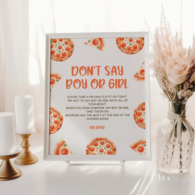 Poster Baby shower de pizza Ne dites pas garçon ou fille  (Créateur téléchargé)