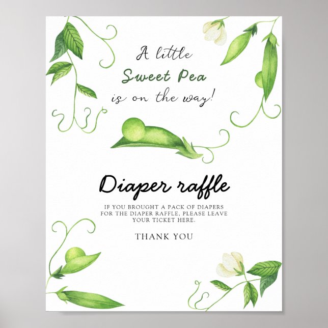 Poster Baby shower de pois - tombola de couche (Devant)