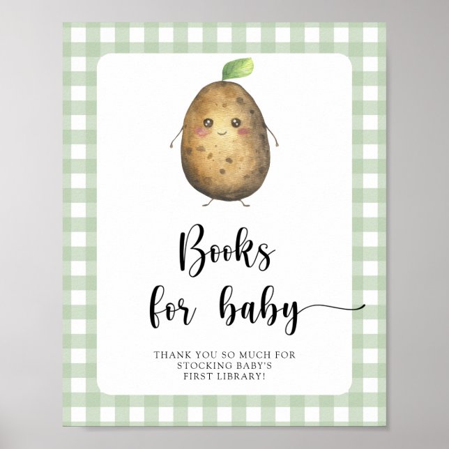 Poster Baby shower de pomme de terre - livres pour bébé (Devant)