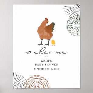 Poster Baby shower de poulet Bienvenue 8x10