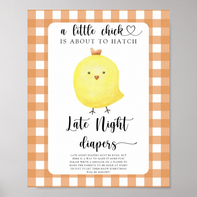 Poster baby shower de poulet - Late night couches jeu (Devant)