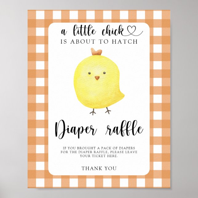 Poster baby shower de poulet - tombola de couche (Devant)