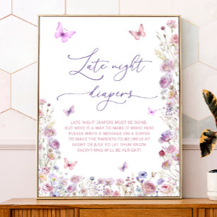 Poster Baby shower de prairie papillon Diapositives noctu