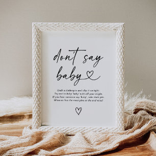 Poster Baby shower de script moderne ne pas dire bébé sig