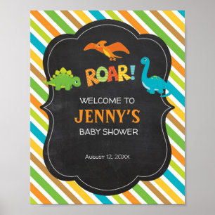 Poster Baby shower de signalisation de bienvenue de Dinos