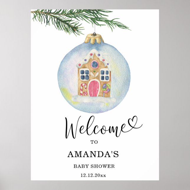 Poster Baby shower de succursale d'hiver bienvenue (Devant)