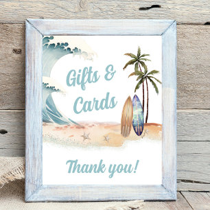 Poster Baby shower de surf Cadeau Déposer Signe