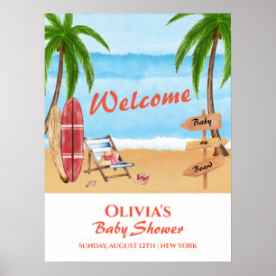 Poster Baby shower de surf de bébé à bord Accueil