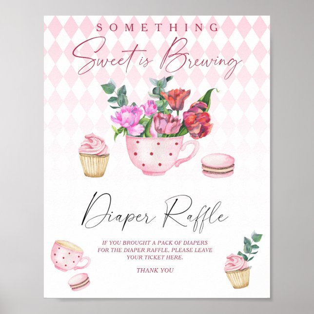Poster Baby shower de thé brassard sucré tombole de couch (Devant)
