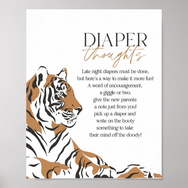 Poster baby shower de tigre jungle nuit nuit de la couche (Devant)