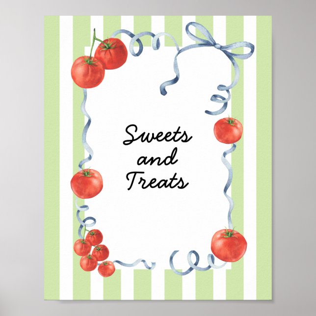 Poster Baby shower de tomates Sucres et friandises (Devant)