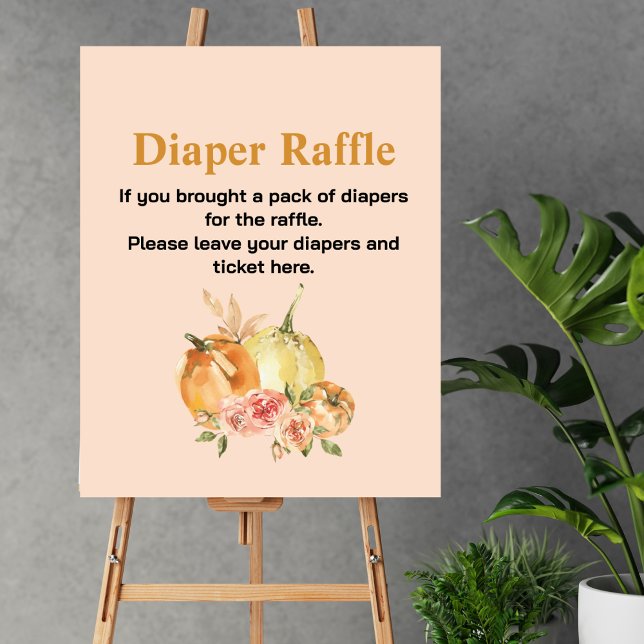 Poster Baby shower de tombola de tombola citrouille rose  (Créateur téléchargé)