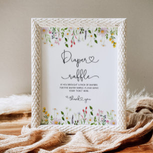 Poster Baby shower de tombola minimaliste fleur sauvage