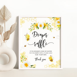Poster Baby shower de tombole de la couche d'abeille