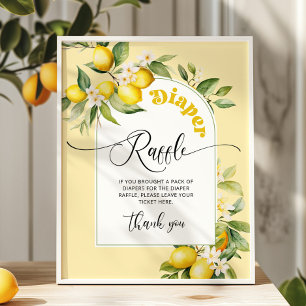 Poster Baby shower de tombole en arc de citron