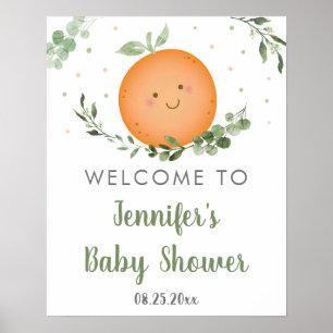 Poster Baby shower de verdure Little Cutie Bienvenue