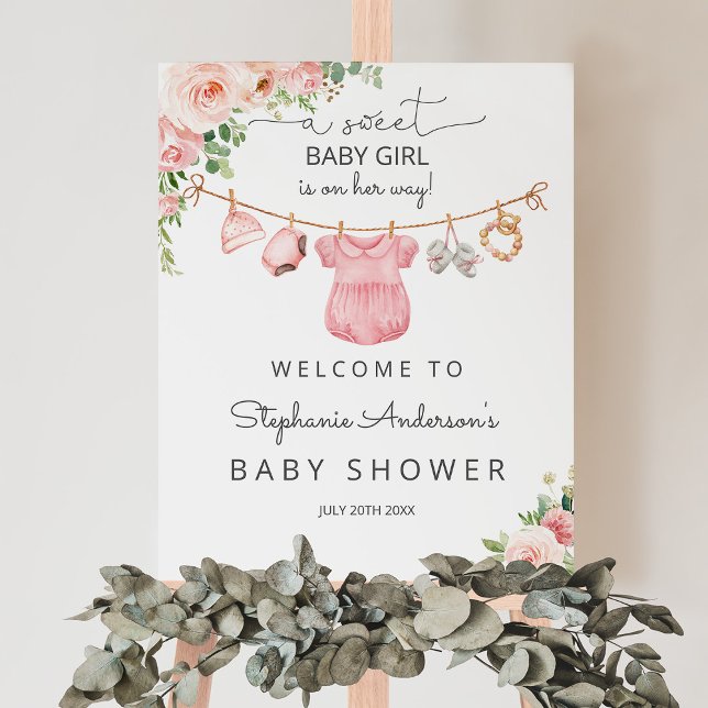 Poster Baby shower de vêtements pour bébé fille signe de  (Créateur téléchargé)