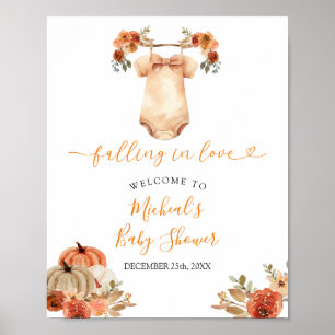 Poster Baby shower de vêtements pour bébés Floral Automne