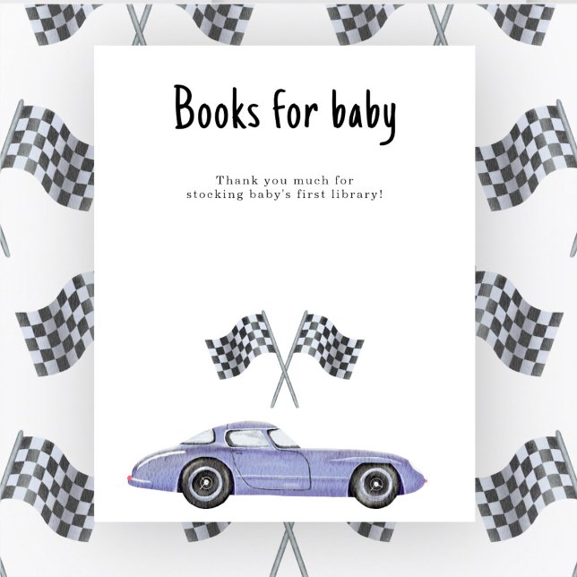 Poster Baby shower de voiture de course Livres pour bébé (Créateur téléchargé)