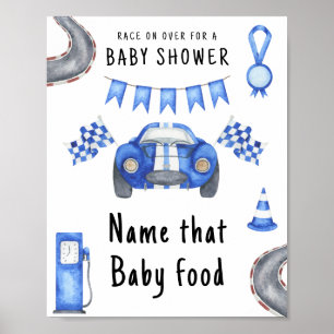 Poster Baby shower de voiture de course Nom de l'aliment