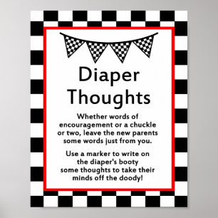 Poster Baby shower de voiture de course SIGNÉ IMPRIMÉ