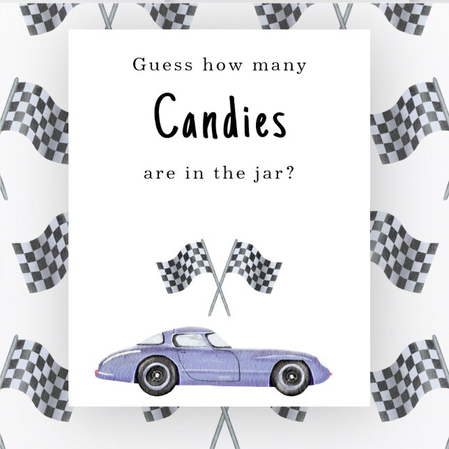 Poster Baby shower de voiture Devinez combien de bonbons  (Créateur téléchargé)