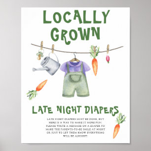 Poster baby shower des agriculteurs - couches de nuit