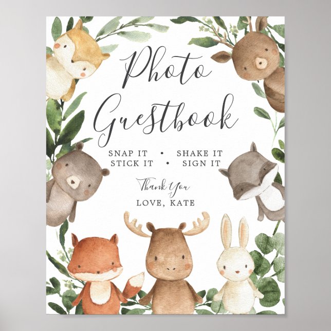 Poster Baby shower des Amis de Woodland - Photo Livre d'o (Devant)