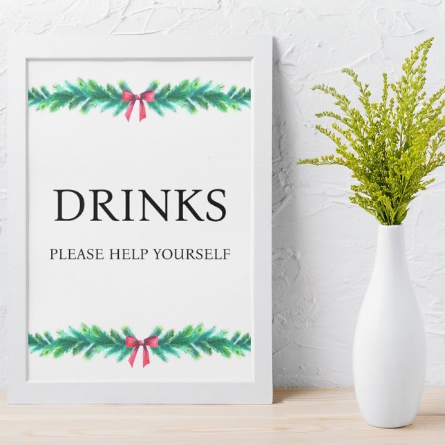 Poster Baby shower des boissons de Noël (drinks baby shower sign
)