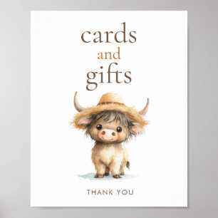 Poster Baby shower des cartes et cadeaux de vache Highlan