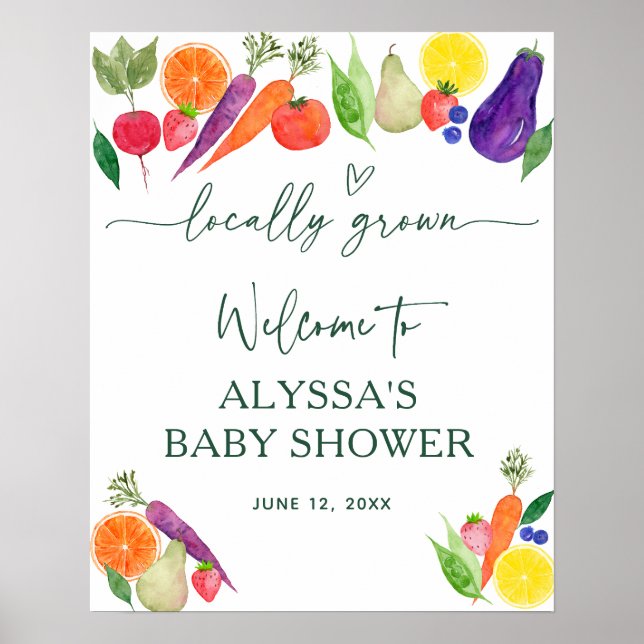 Poster Baby shower des fermiers cultivés localement Bienv (Devant)