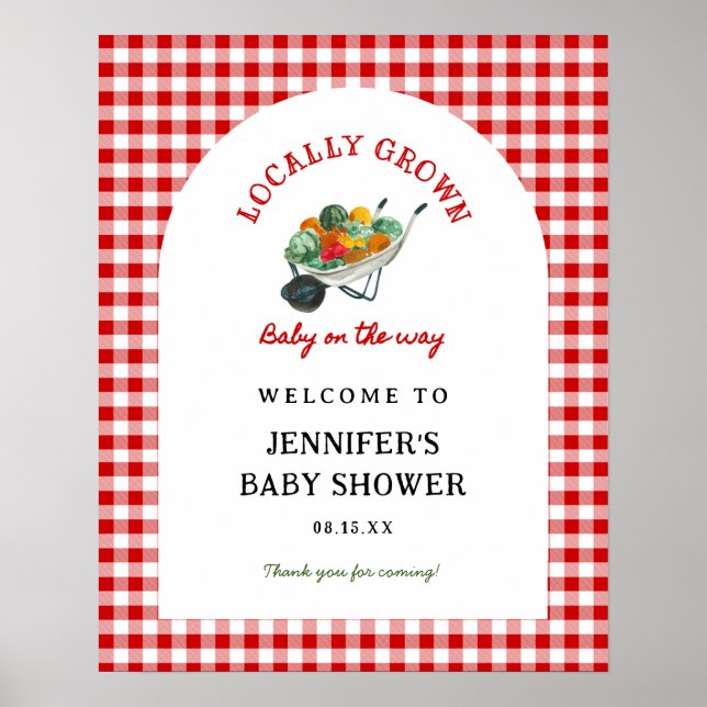 Poster Baby shower des fermiers cultivés localement Bienv (Devant)