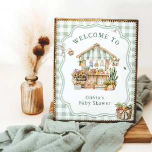 Poster Baby shower des fermiers cultivés localement Bienv