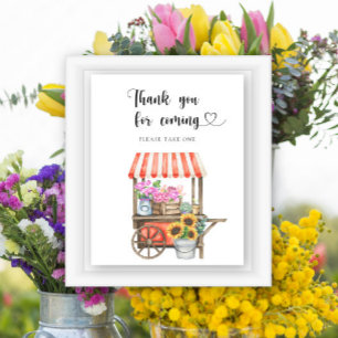 Poster Baby shower des fleurs - Merci pour venir