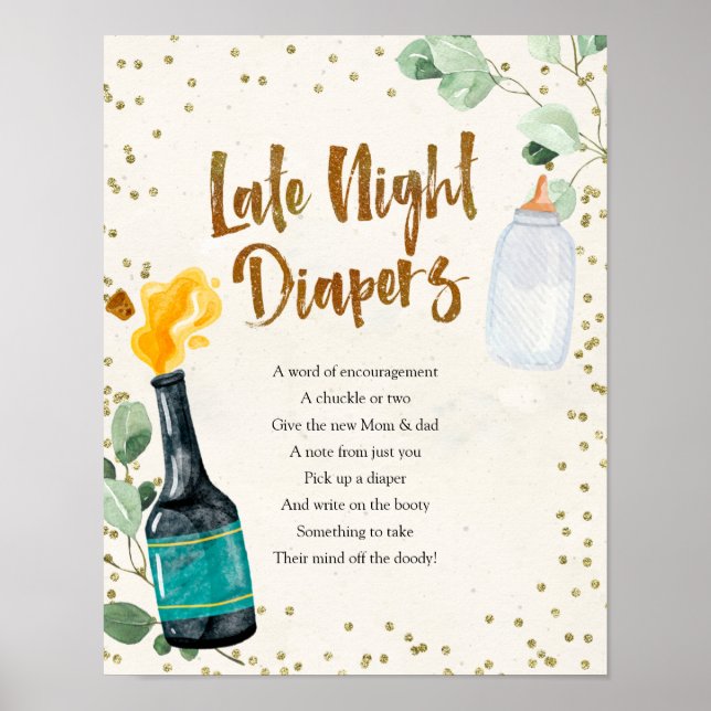 Poster Baby shower des plongeurs de nuit (Devant)
