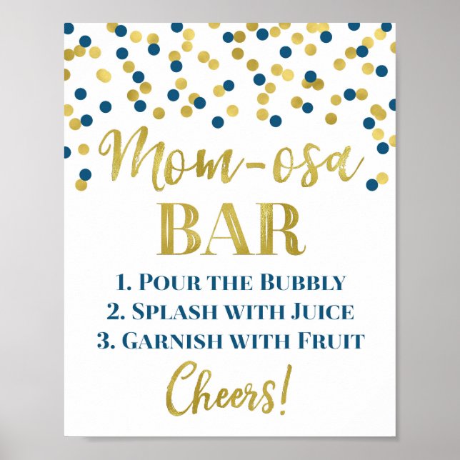 Poster Baby shower des signes de la barre bleue de la Mèr (Devant)