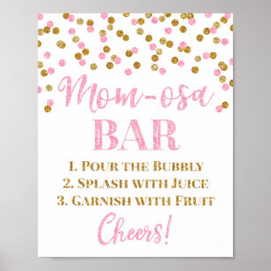 Poster Baby shower des signes de la barre mère-osa en or 