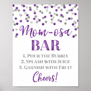 Poster Baby shower des signes de la barre mère-osa Silver