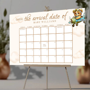 Poster Baby shower Devinez L'Affiche Calendrier Date D'Éc