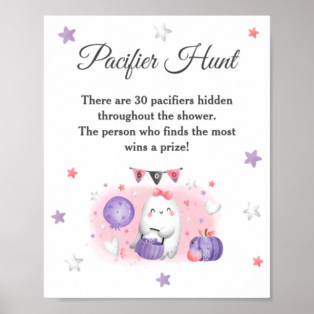 Poster Baby shower d'Halloween Jeu rose Pacifique chasse (Devant)