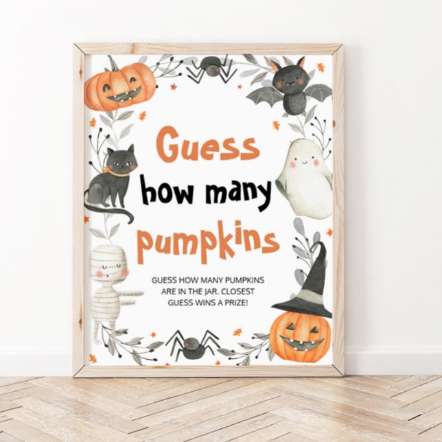Poster Baby shower d'Halloween mignon Devinez combien de  (Créateur téléchargé)